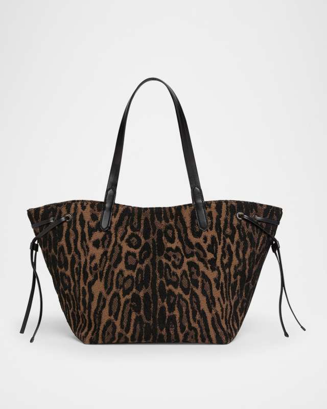 Large Tote Bag in Ocelot Jacquard